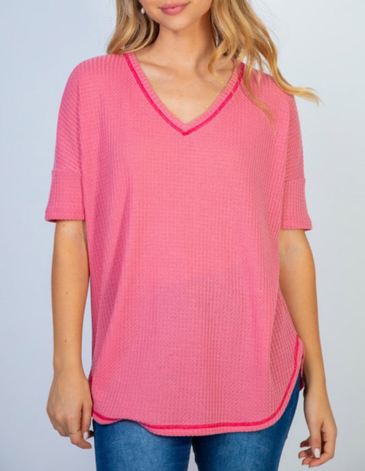 Dusty Rose Waffle Knit Top