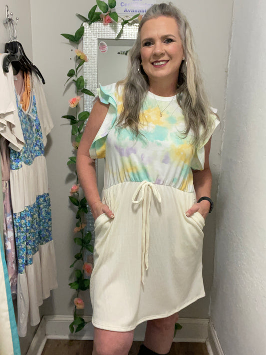 Tie Dye Ruffle Dress