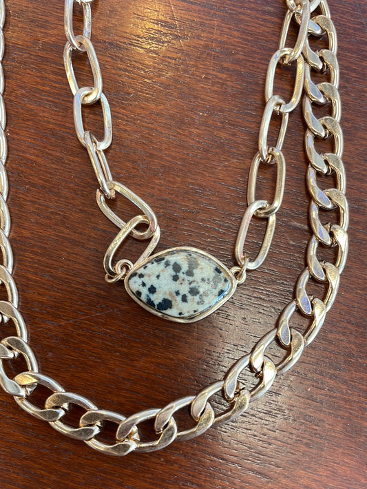 Dalmatian Stone Chain Necklace