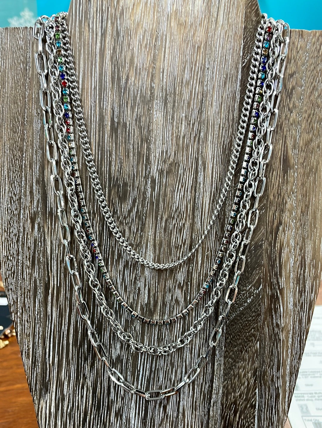 Rhinestone and Chain Necklace