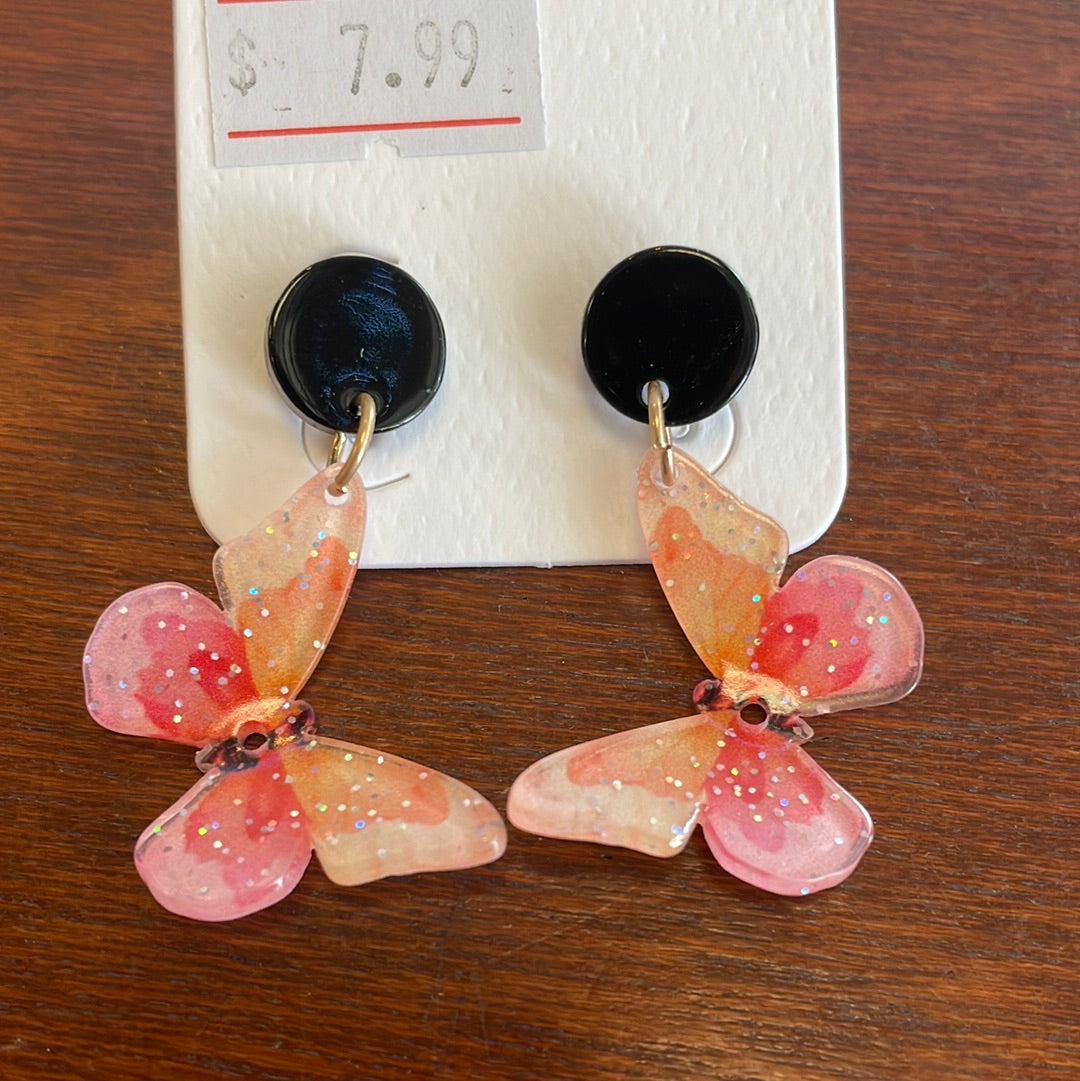 Glitter Acrylic Butterfly Earrings