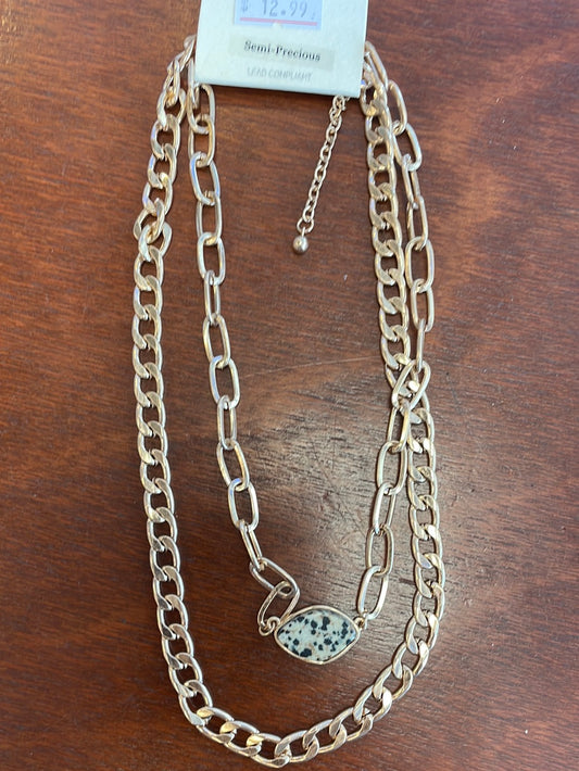 Dalmatian Stone Chain Necklace