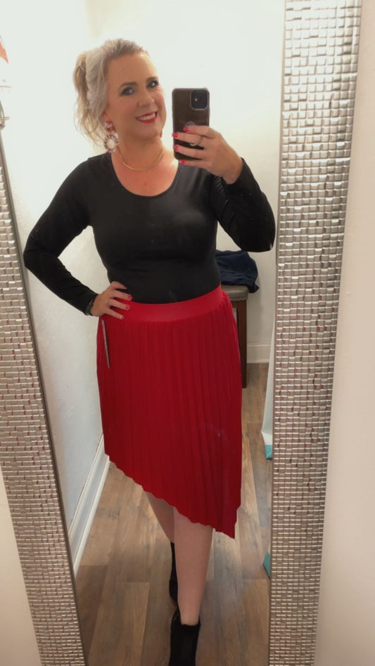 Red Pleated Skirt