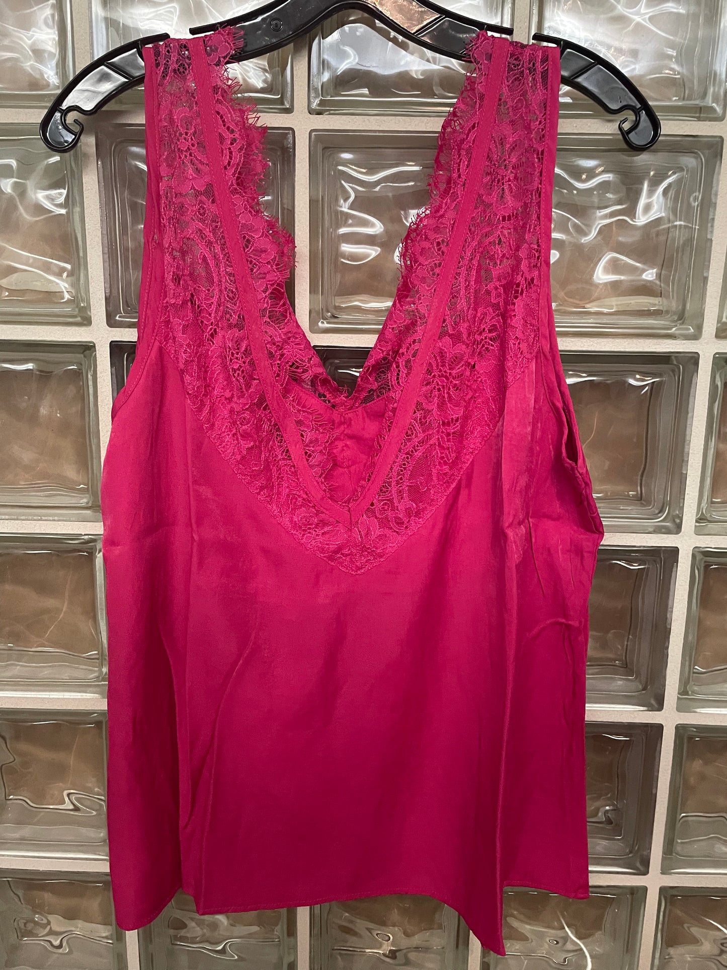 Fuchsia Lace Tank-Plus