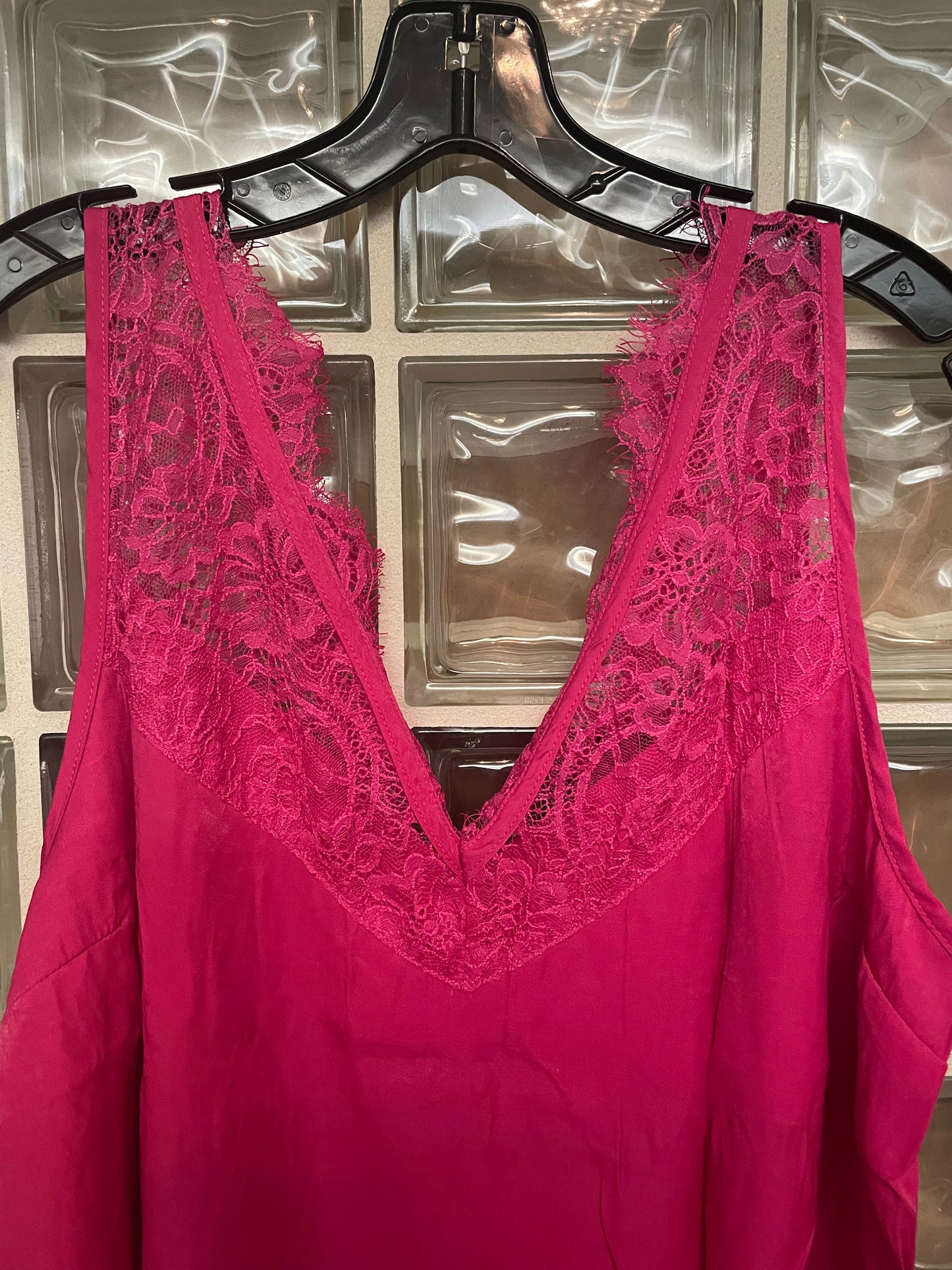 Fuchsia Lace Tank-Plus