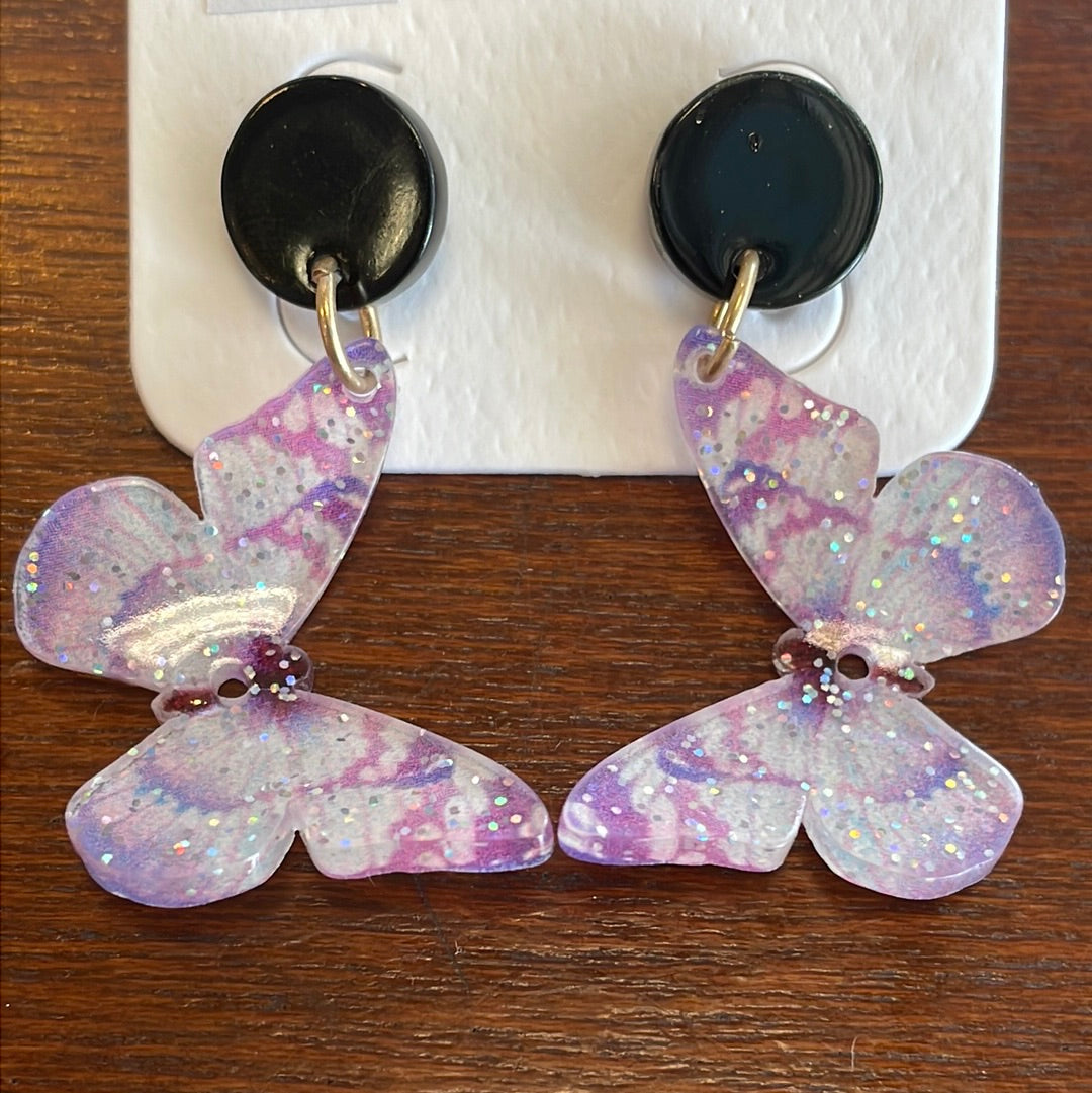 Glitter Acrylic Butterfly Earrings