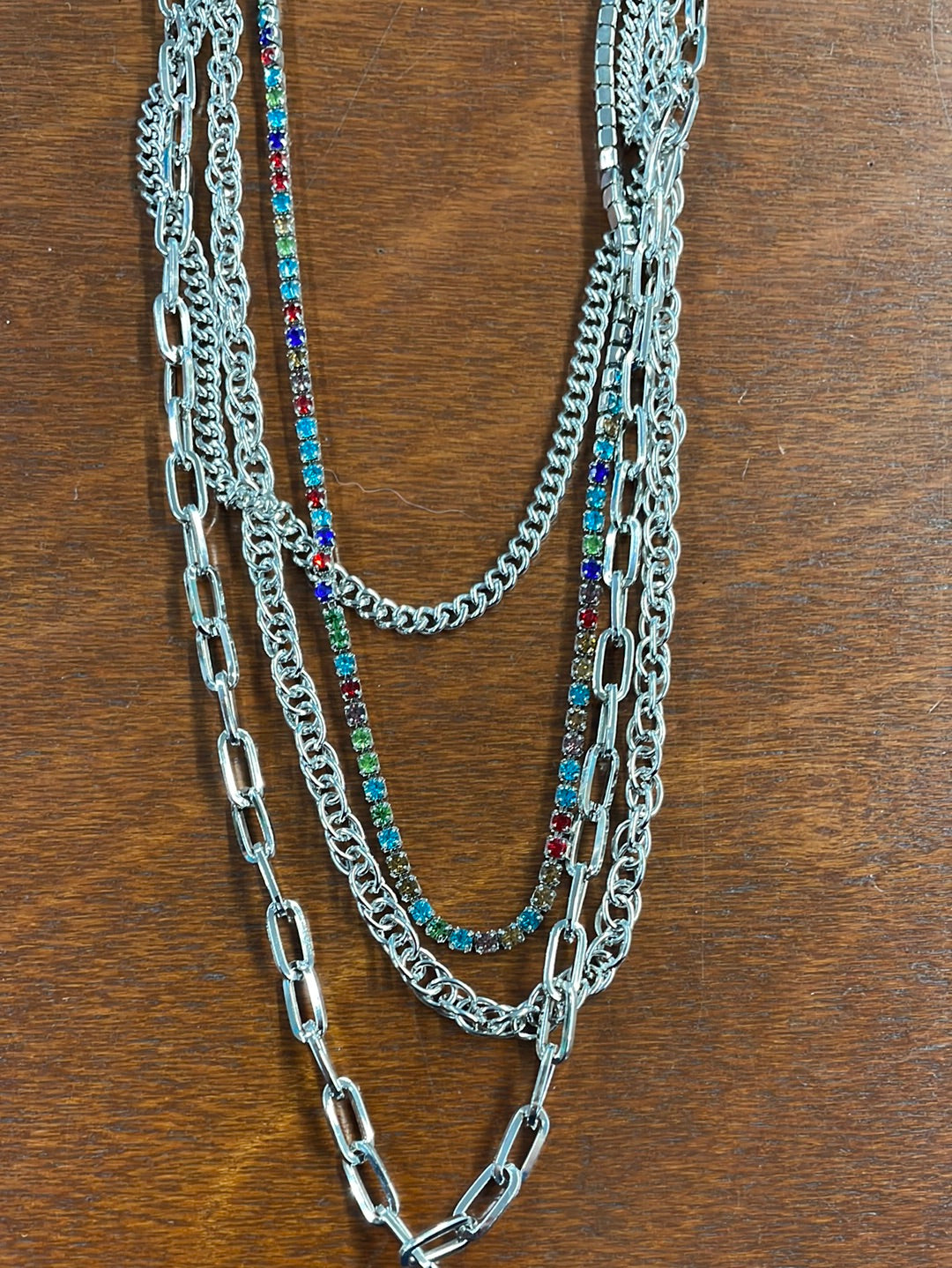 Rhinestone and Chain Necklace