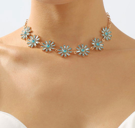 Rhinestone Flower Necklace