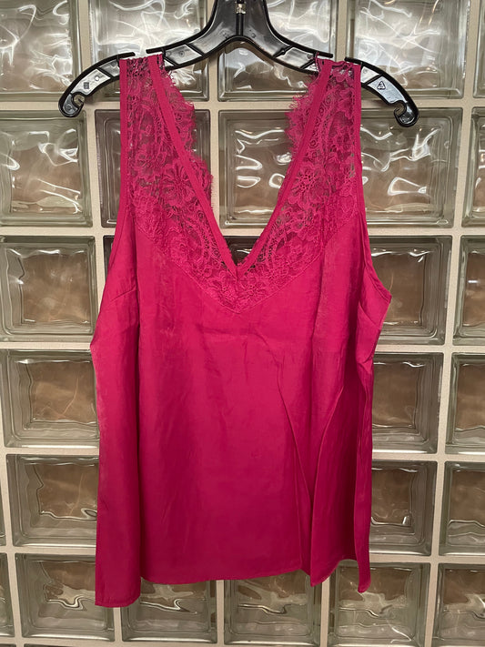 Fuchsia Lace Tank-Plus