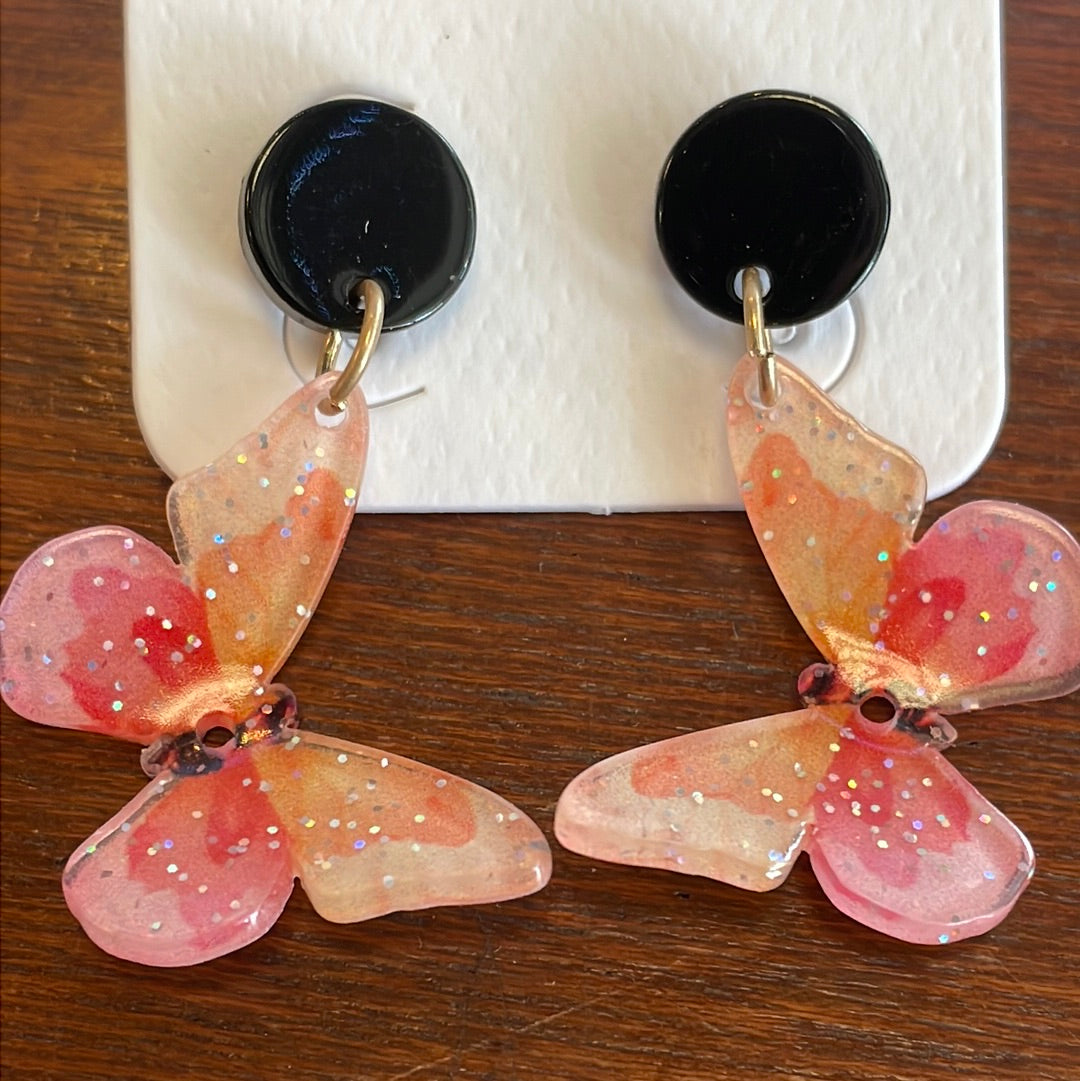 Glitter Acrylic Butterfly Earrings