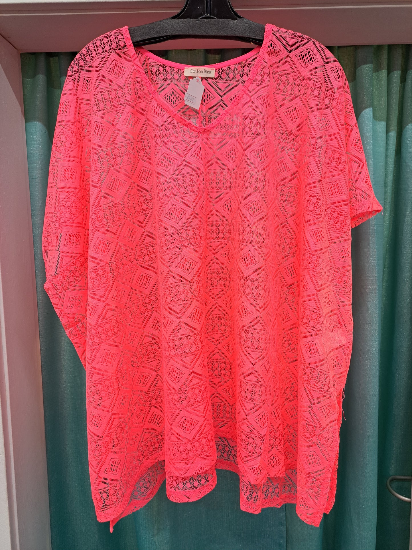 Coral lace coverup