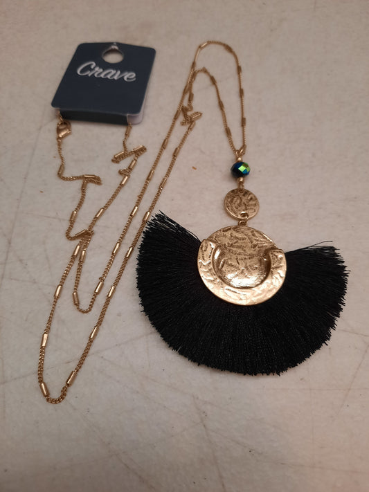 Gold and Black Tassel Necklace