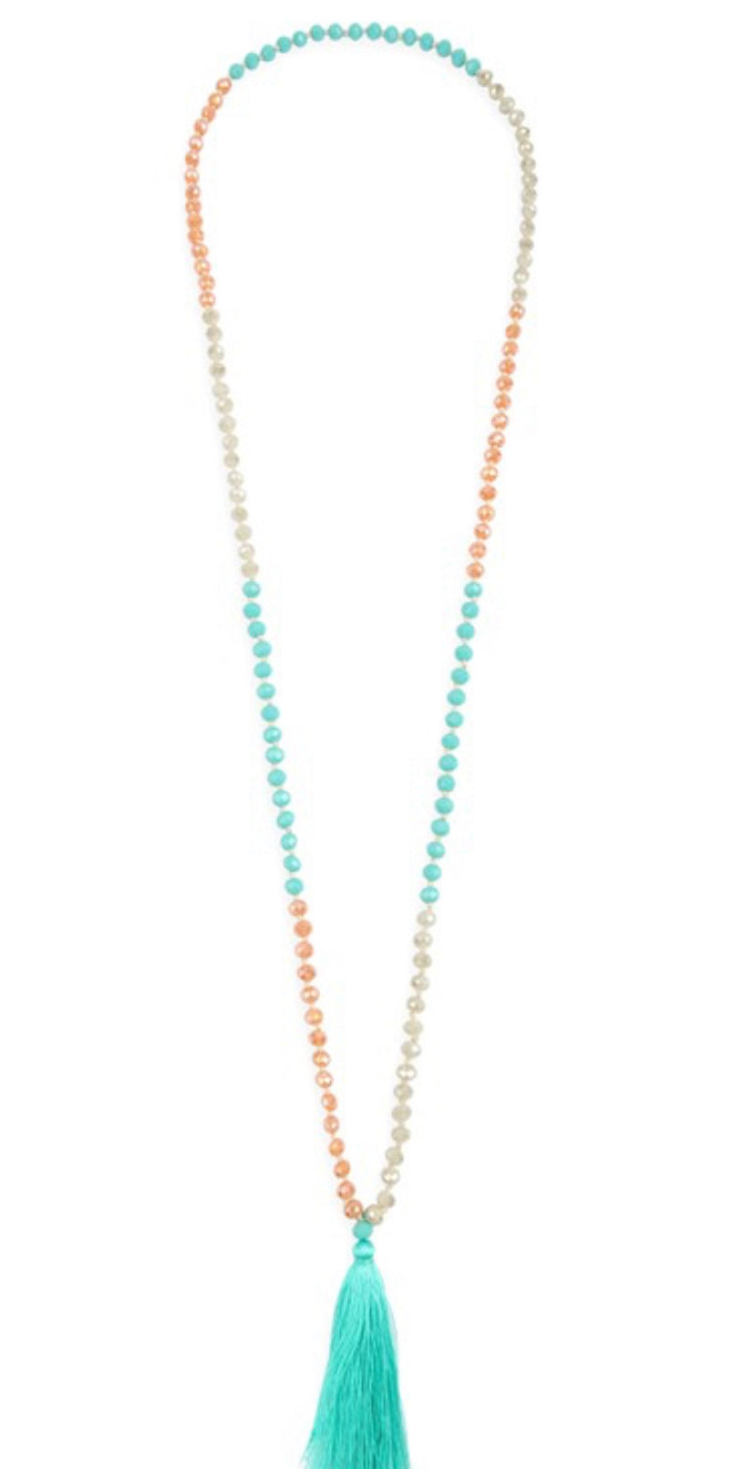 Glass Bead Tassel Necklace