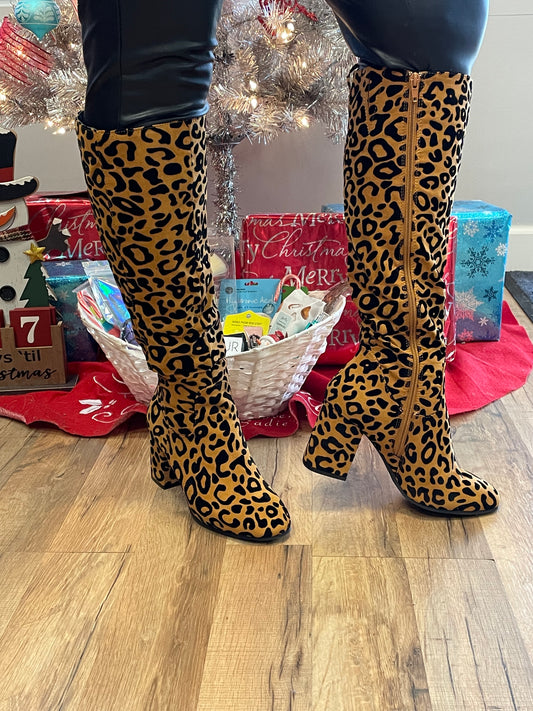 Leopard Knee Boots