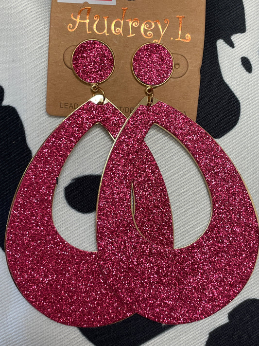 Hot Pink Glitter Earrings