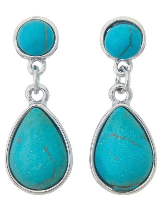 Crackle Turquoise Drop Earrings