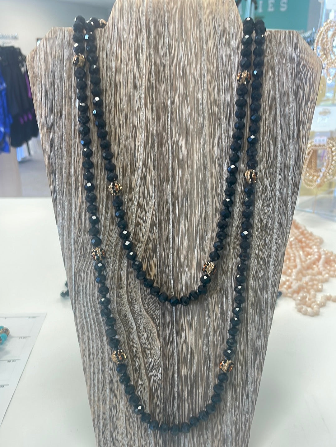 60” Leopard Bead Wrap Necklace
