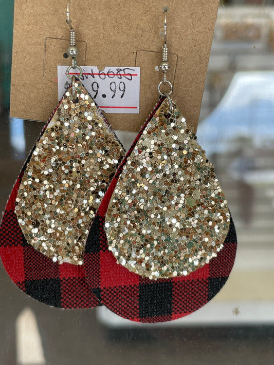 Glitter and Plaid Earrings