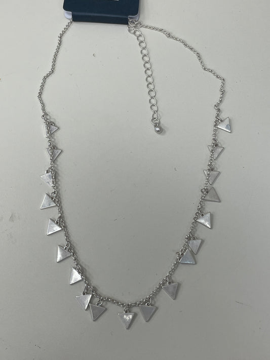 Silver Dangle Triangle Necklace