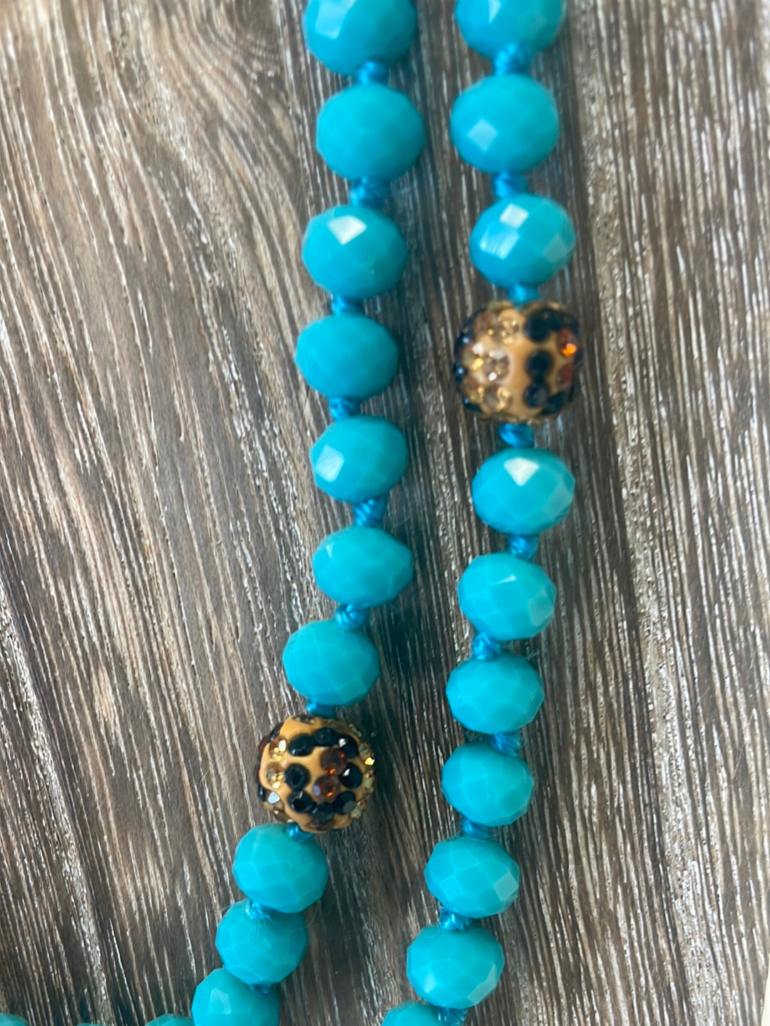 60” Leopard Bead Wrap Necklace