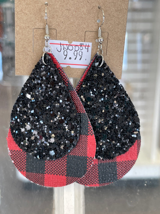 Glitter and Plaid Earrings