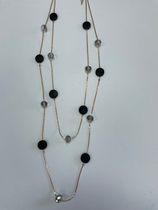 Layered Black And Grey Bead Necklace Set