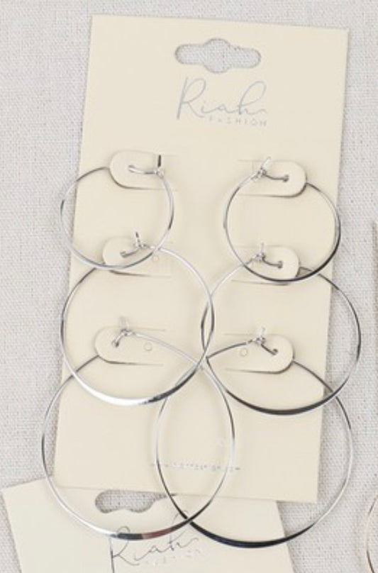 Silver Hoop Earring Set